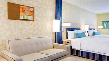 Desk, laptop workspace, free WiFi, bed sheets