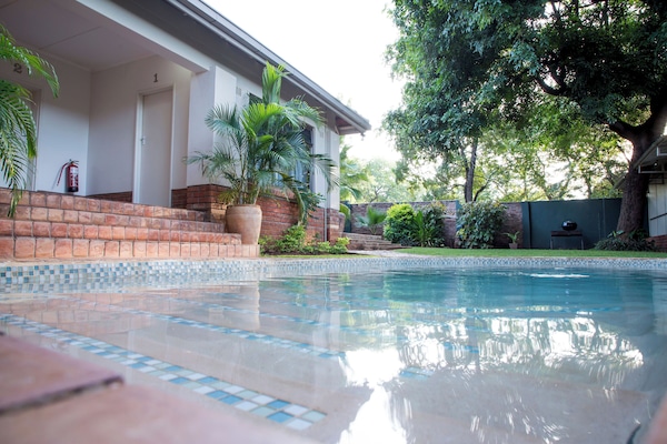 Outdoor pool, pool loungers