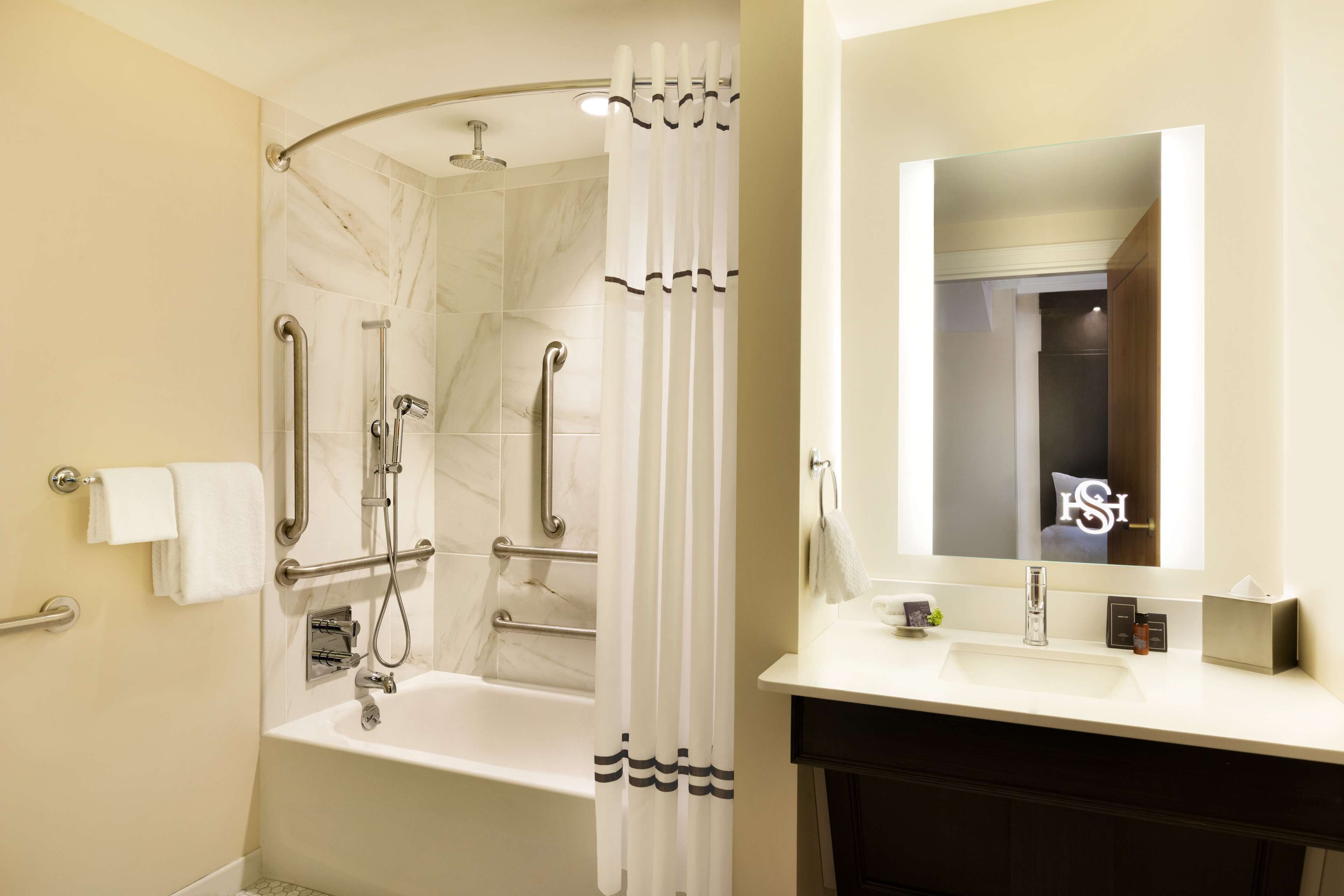 room, 2 queen beds, accessible, bathtub | bathroom | combined shower/bathtub, free toiletries, hair dryer, bathrobes