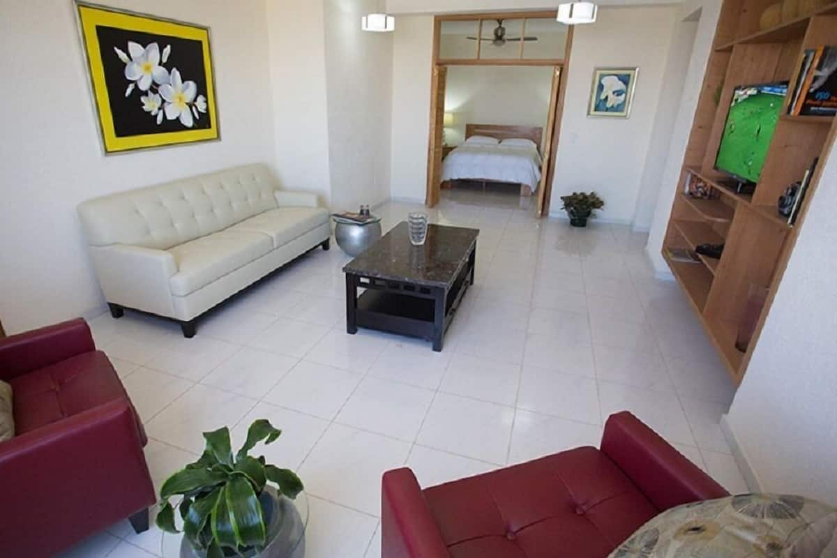 Departamento Deluxe, vista a la ciudad (small) | Sala de estar | Televisión de pantalla plana