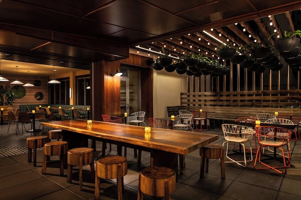 Breakfast, lunch, dinner served; Fusion cuisine, al fresco dining