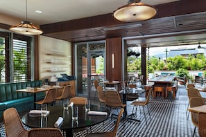 Breakfast, lunch, dinner served; Fusion cuisine, alfresco dining