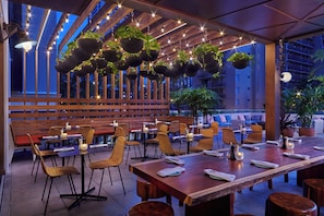 Breakfast, lunch, dinner served; Fusion cuisine, al fresco dining
