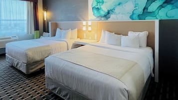 Premium Room, 2 Queen Beds, Non Smoking | In-room safe, desk, laptop workspace, iron/ironing board