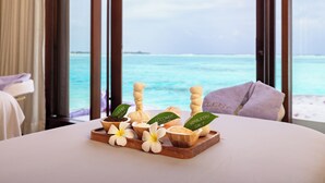 雙人療程室、三溫暖烤箱、浴缸、蒸氣室、美體療程、芳療