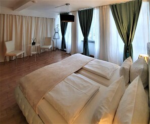 Deluxe Apartment, 2 Bedrooms, Kitchen, City View | 1 bedroom, premium bedding, desk, iron/ironing board
