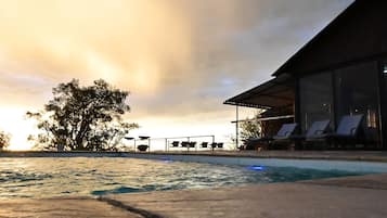 Outdoor pool, sun loungers