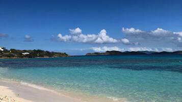 On the beach, white sand