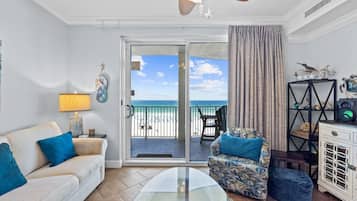 Condo, 3 Bedrooms, Sea View, Beachfront (402) | Living area | Flat-screen TV