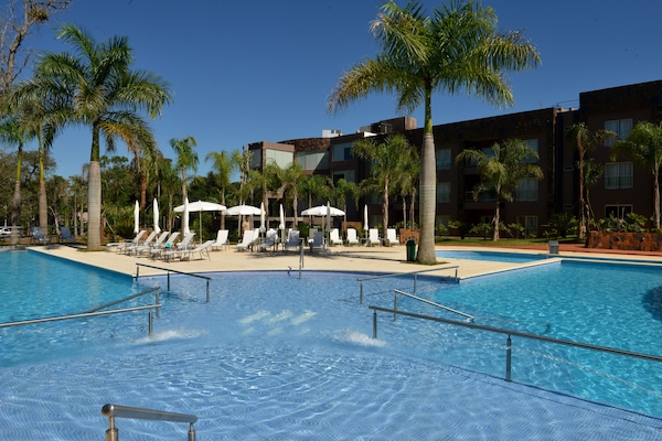 Outdoor pool, sun loungers