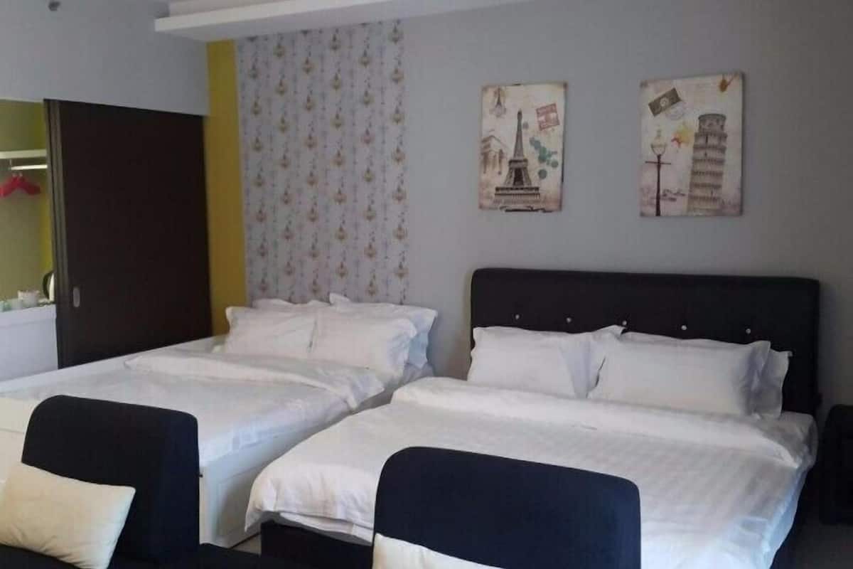Classic Quadruple Room, Multiple Beds, Balcony, Pool View | Desk, iron/ironing board, free WiFi, bed sheets