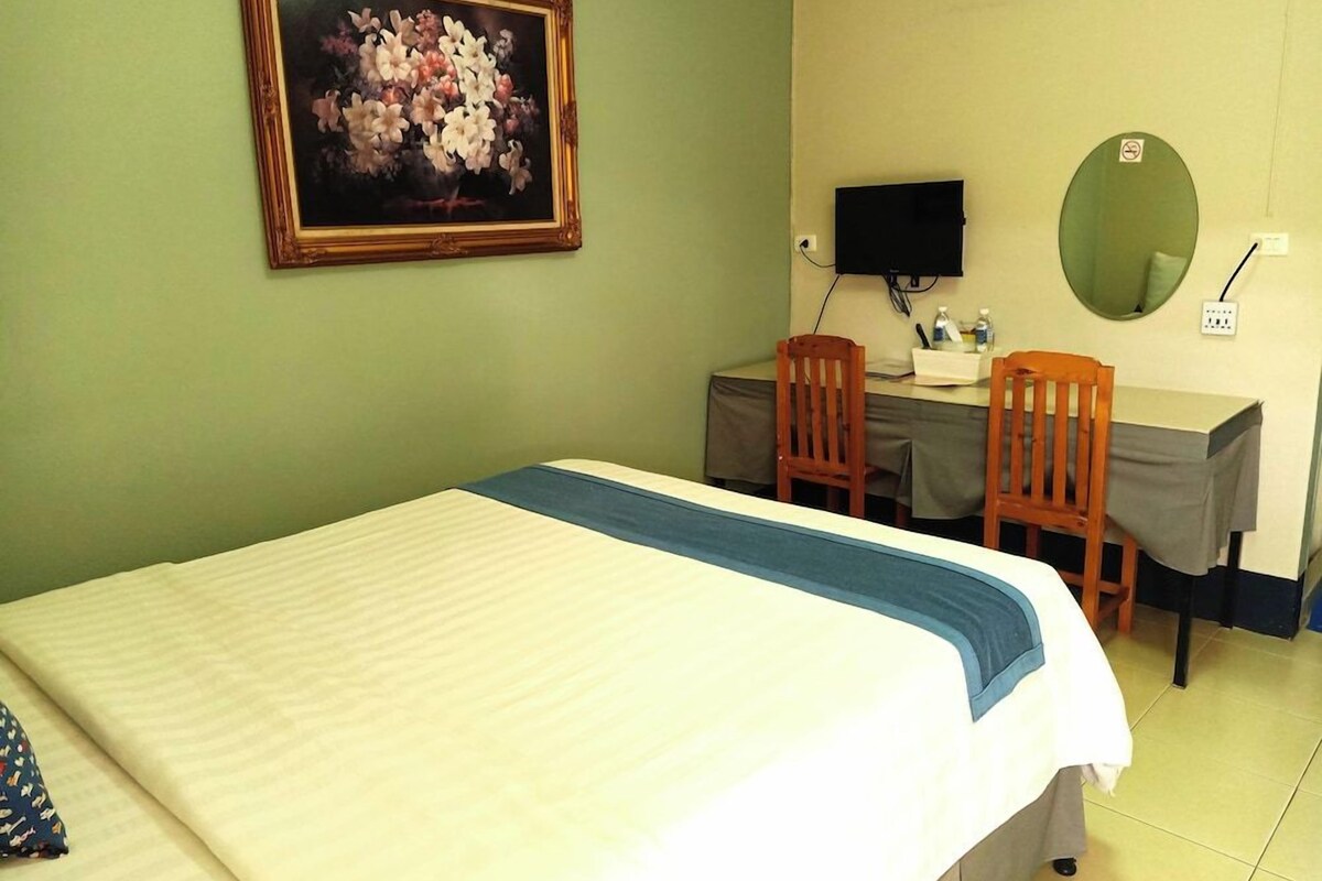 Desk, blackout drapes, rollaway beds (surcharge), WiFi (free)