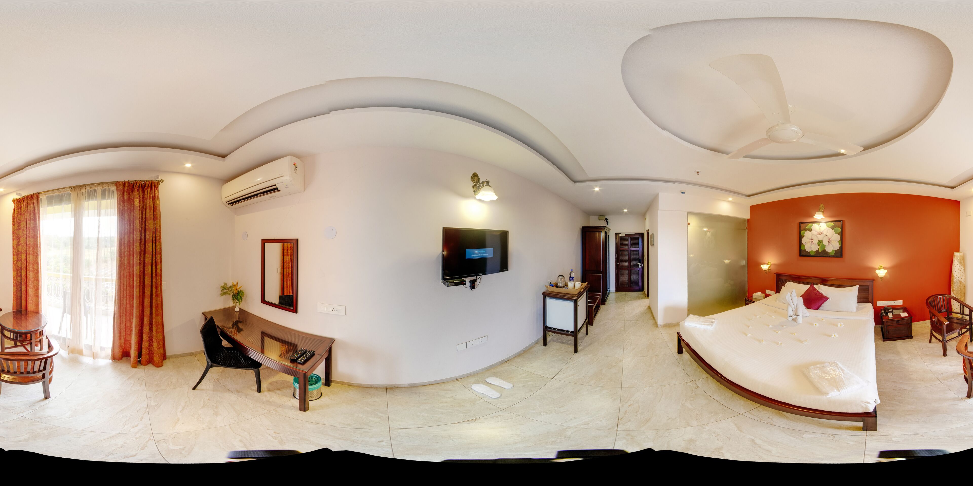 deluxe double room, 1 king bed, garden view, garden area | egyptian cotton sheets, premium bedding, select comfort beds, minibar