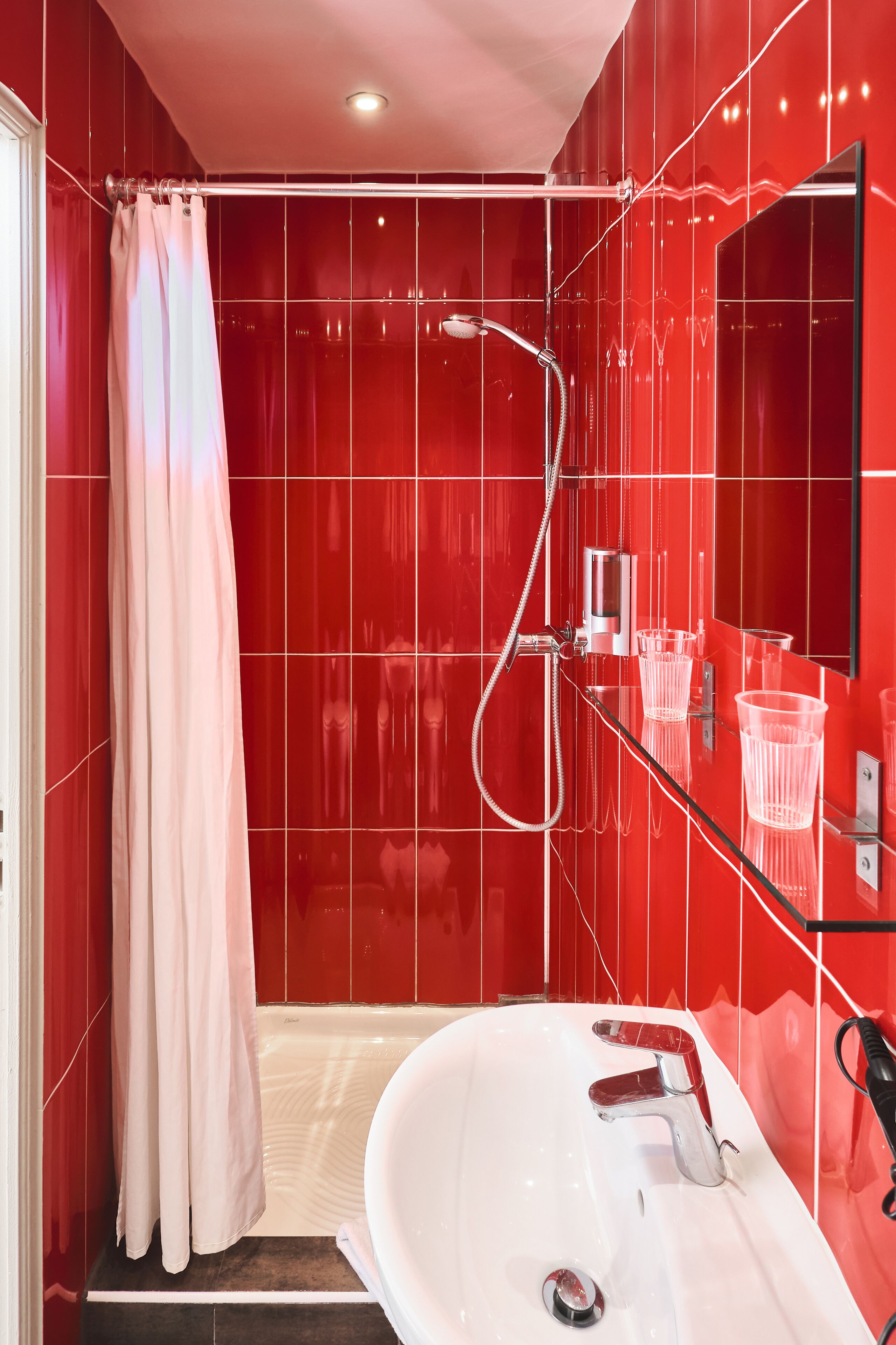 family room | bathroom | shower, free toiletries, hair dryer, towels