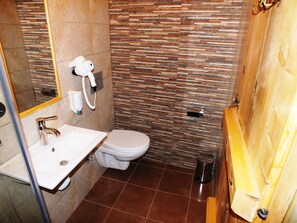 Shower, free toiletries, hair dryer, bathrobes