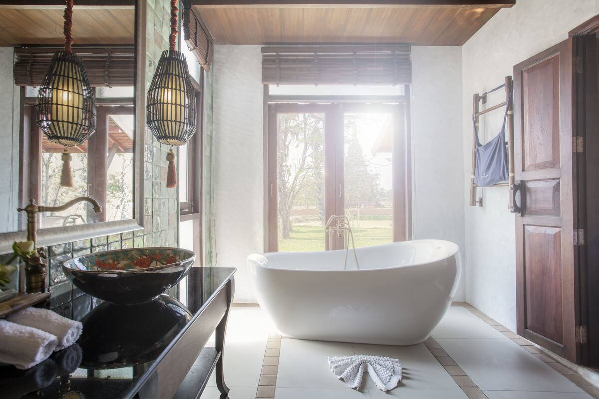 suite room  | bathroom | shower, free toiletries, hair dryer, bathrobes