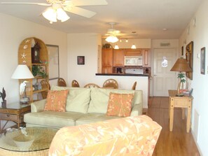Condo, 2 Bedrooms | Living area | TV, DVD player - Anchors Away 503BH (Port Aransas)