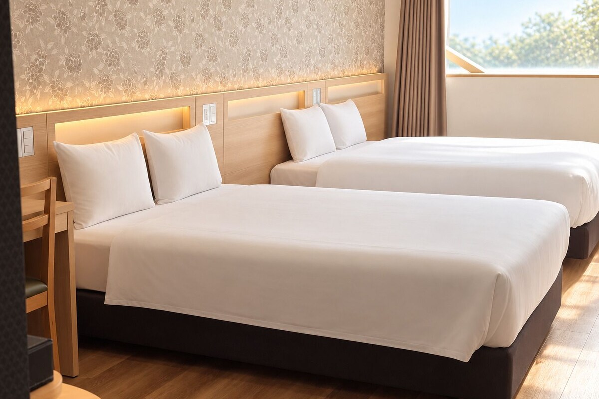 Family Quadruple Room, 2 Double Beds, Non Smoking, Private Bathroom | Blackout curtains, free WiFi, bed sheets