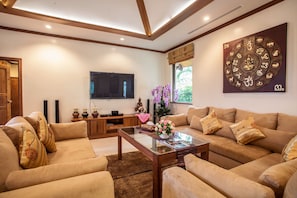 Télévision à écran plat de 60 pouces avec chaînes par satellite