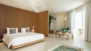 Island Suite with private pool, Jetted Tub | 1 kamar tidur, seprai katun Mesir, dan seprai premium