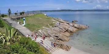 On the beach, white sand