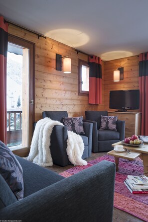 Apartment, 3 Bedrooms | Living area | Flat-screen TV - Chalet Montana Planton (Tignes)