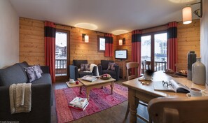 Apartment, 3 Bedrooms | Living area | Flat-screen TV - Chalet Montana Planton (Tignes)