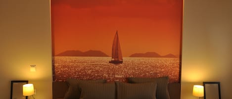 Luksusleilighet, 2 soverom, terrasse (Tramontana) | 1 soverom, sengetøy av topp kvalitet, safe på rommet og skrivebord