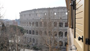 A view of the Colosseum with bare trees in the foreground. - Colosseum Corner (Rome)