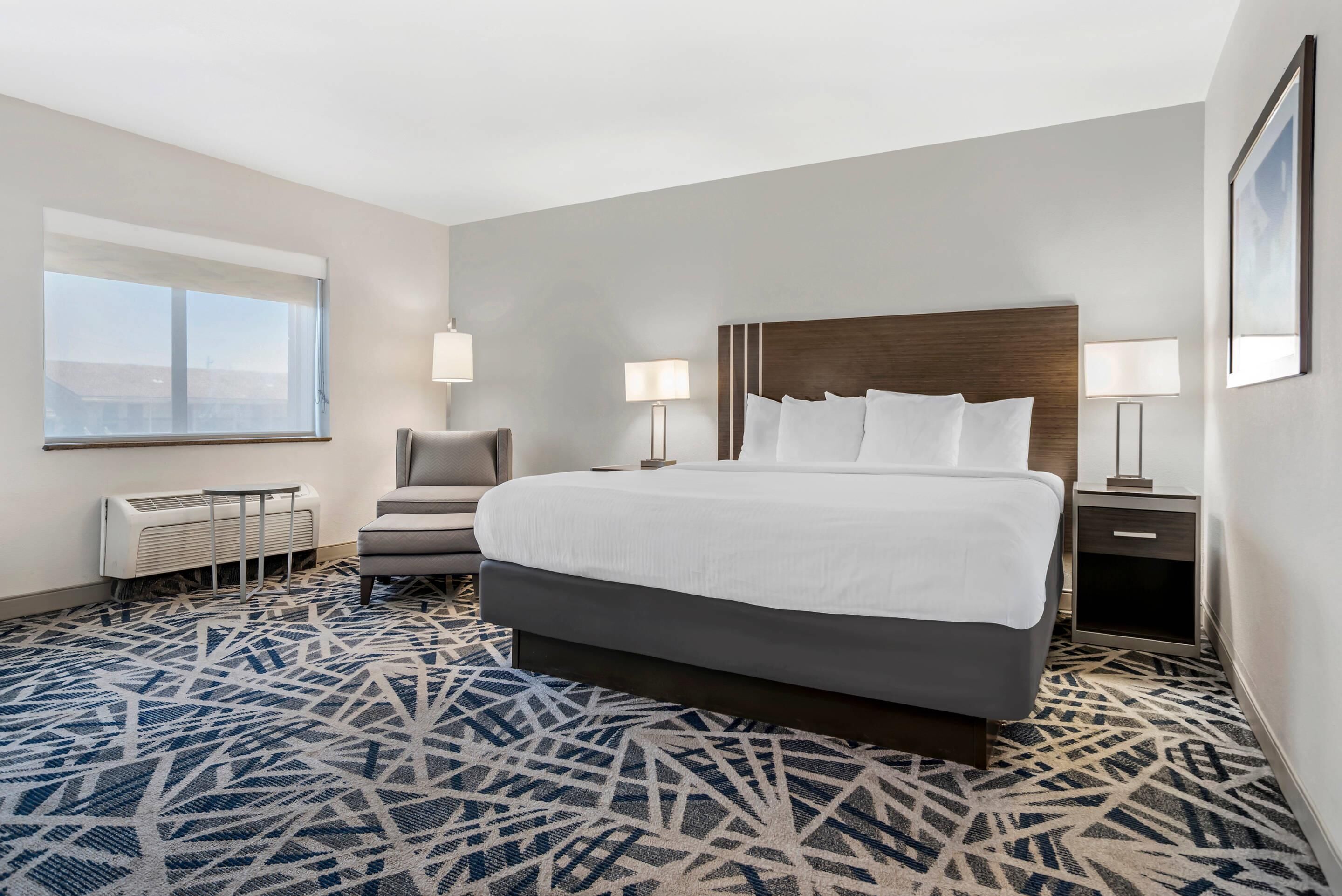 Deluxe Room, 1 King Bed, Non Smoking | Desk, laptop workspace, blackout drapes, iron/ironing board