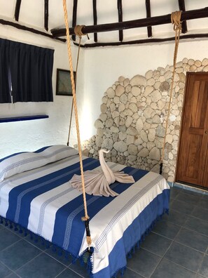 In-room safe, bed sheets - Rancho Sak-Ol (Puerto Morelos)