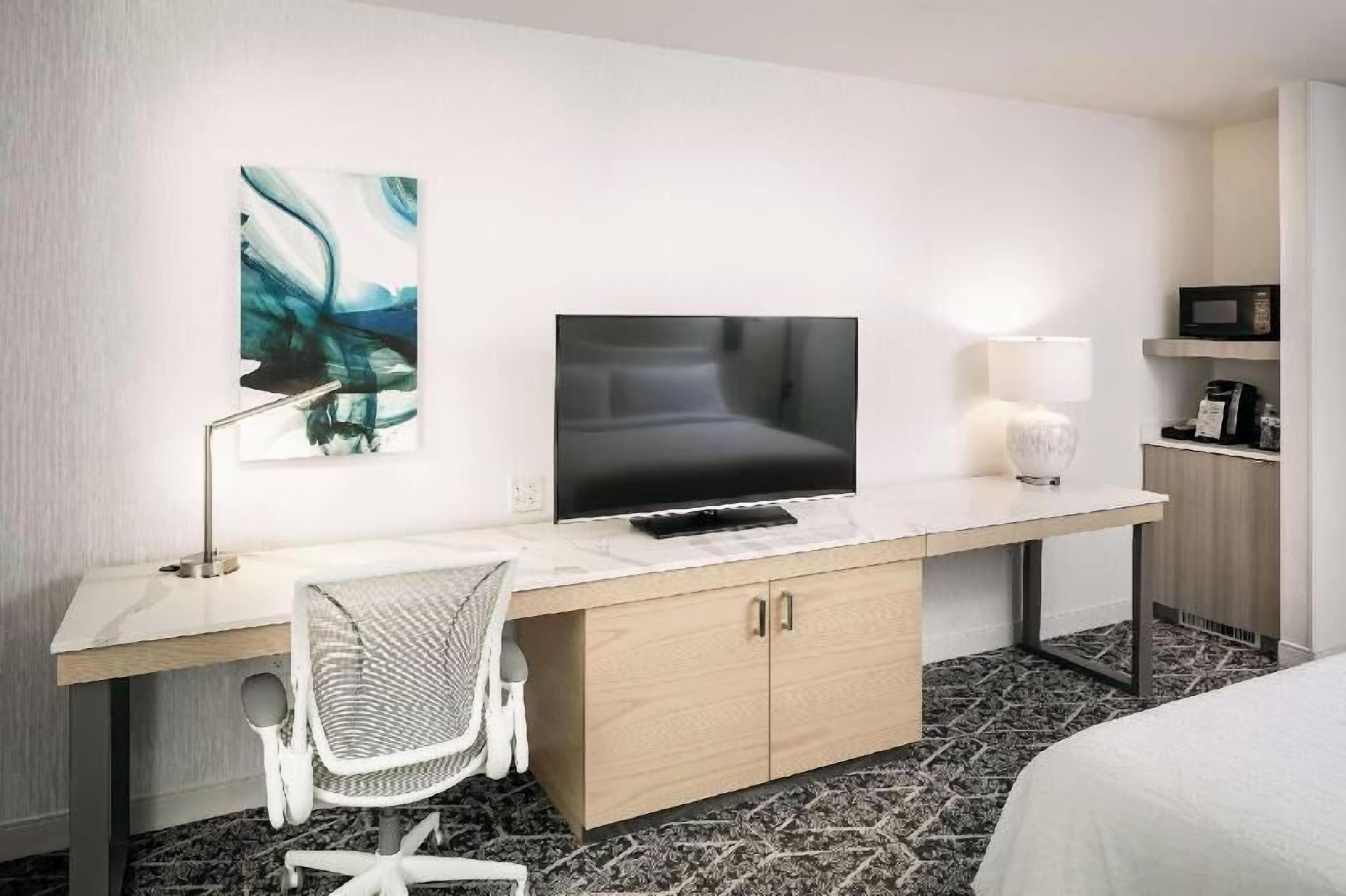 In-room safe, desk, laptop workspace, blackout curtains