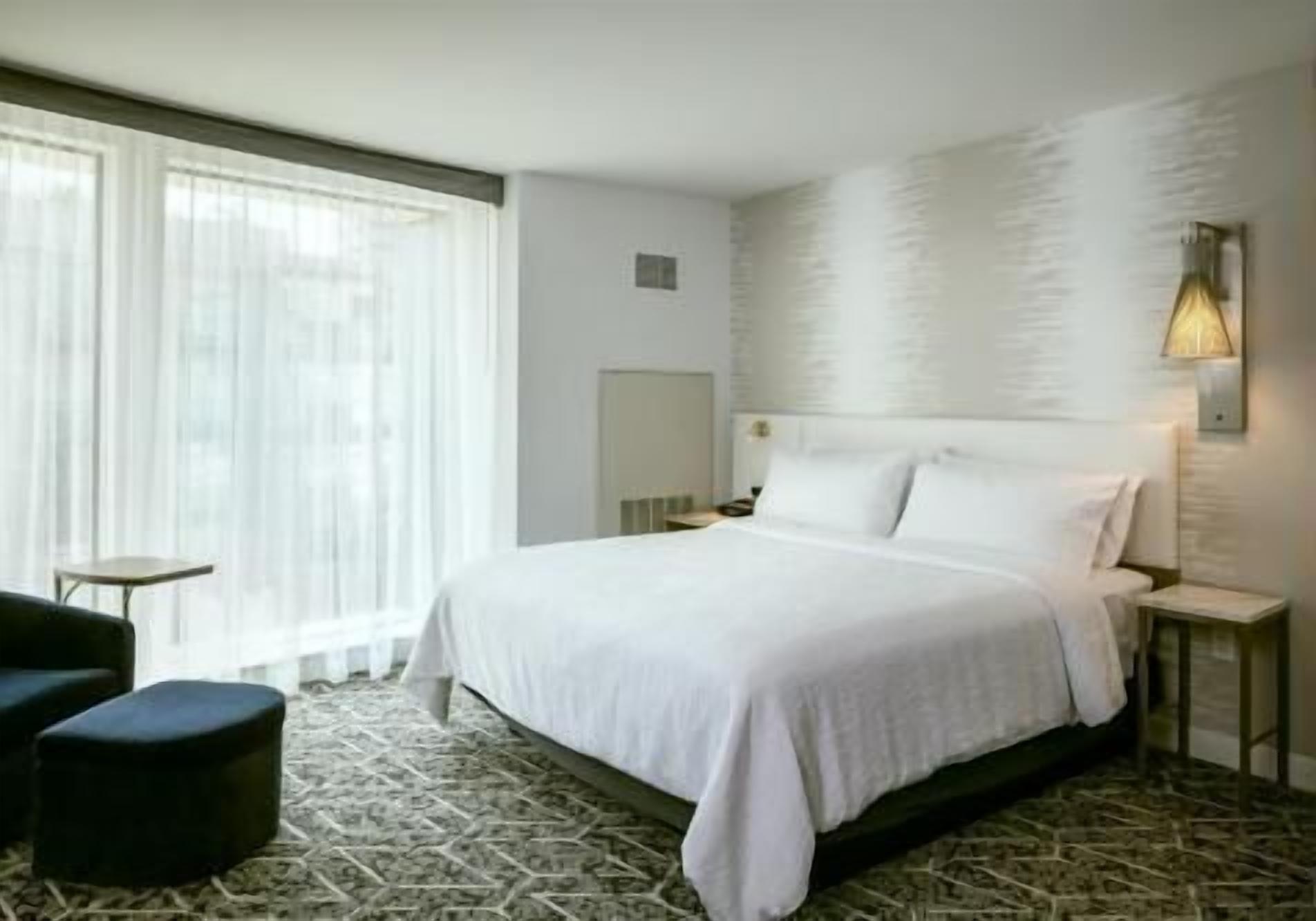 In-room safe, desk, laptop workspace, blackout curtains