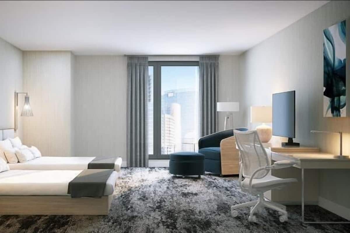 In-room safe, desk, laptop workspace, blackout drapes