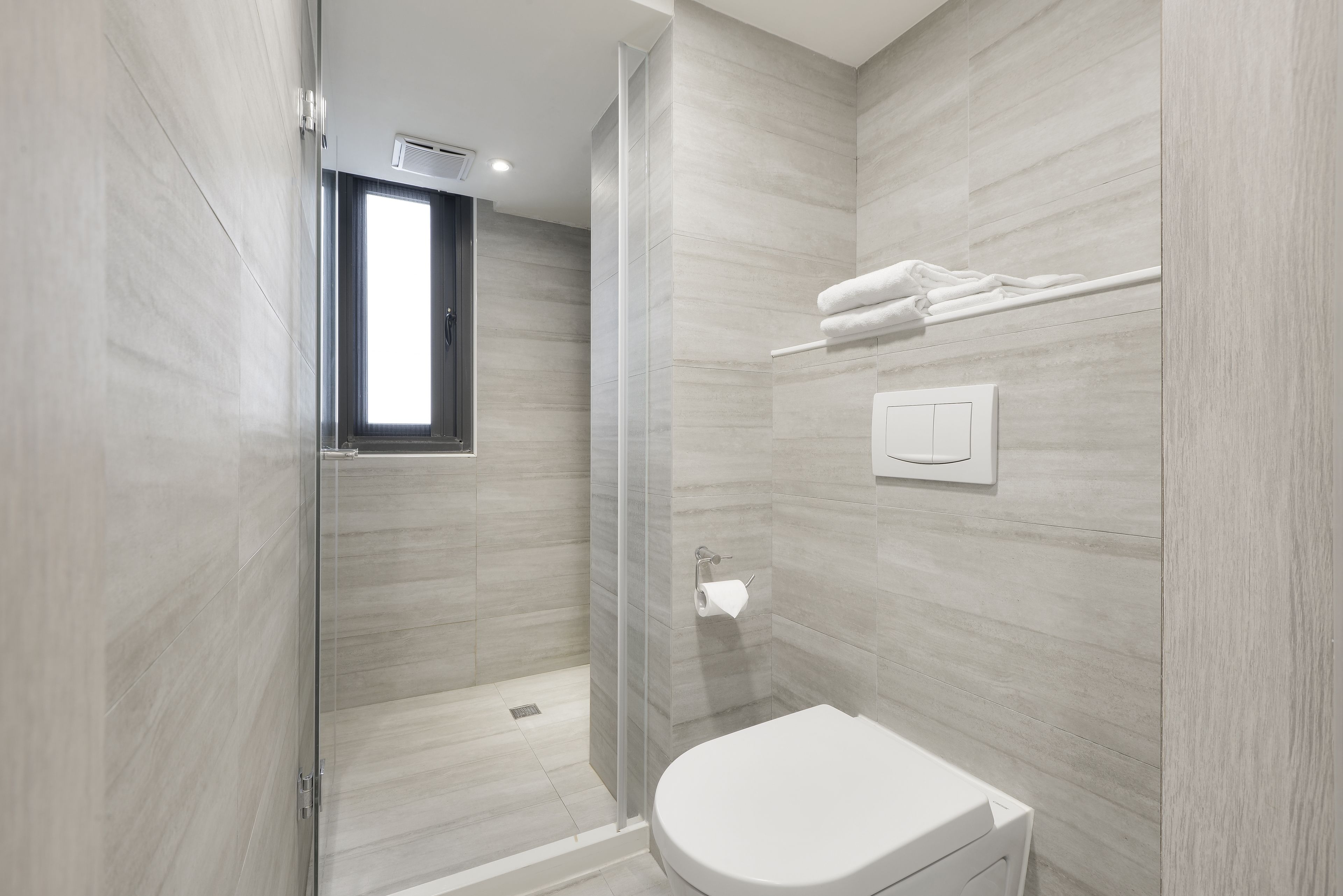 shower, free toiletries, hair dryer, slippers