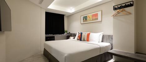 Elite Double Room | Premium bedding, desk, blackout drapes, soundproofing