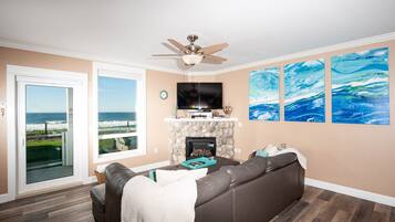 Condo, 2 Bedrooms, Beach View, Beachfront | Living area | Flat-screen TV, DVD player
