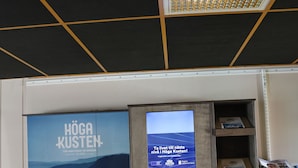 Kirjakaupan tilassa on esillä kirjoja ja juliste.