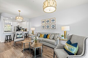 Deluxe House, 3 Bedrooms, Golf View, Lakeside | Living area - Solterra Vacation Rental: Luxury 3-BR Condo with Lake & Golf Views. Access to Luxury Pool, Hot Tub, and Golf Courses at Lely Resort. Close to Naples Beaches, 5th Avenue S, and Marco Island (Naples)