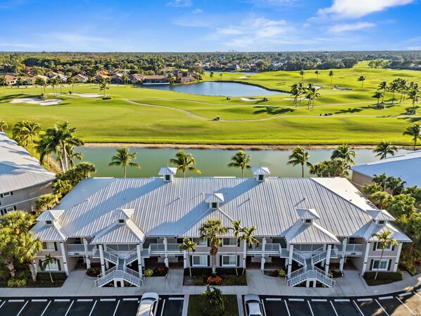Aerial view - Solterra Vacation Rental: Luxury 3-BR Condo with Lake & Golf Views. Access to Luxury Pool, Hot Tub, and Golf Courses at Lely Resort. Close to Naples Beaches, 5th Avenue S, and Marco Island (Naples)