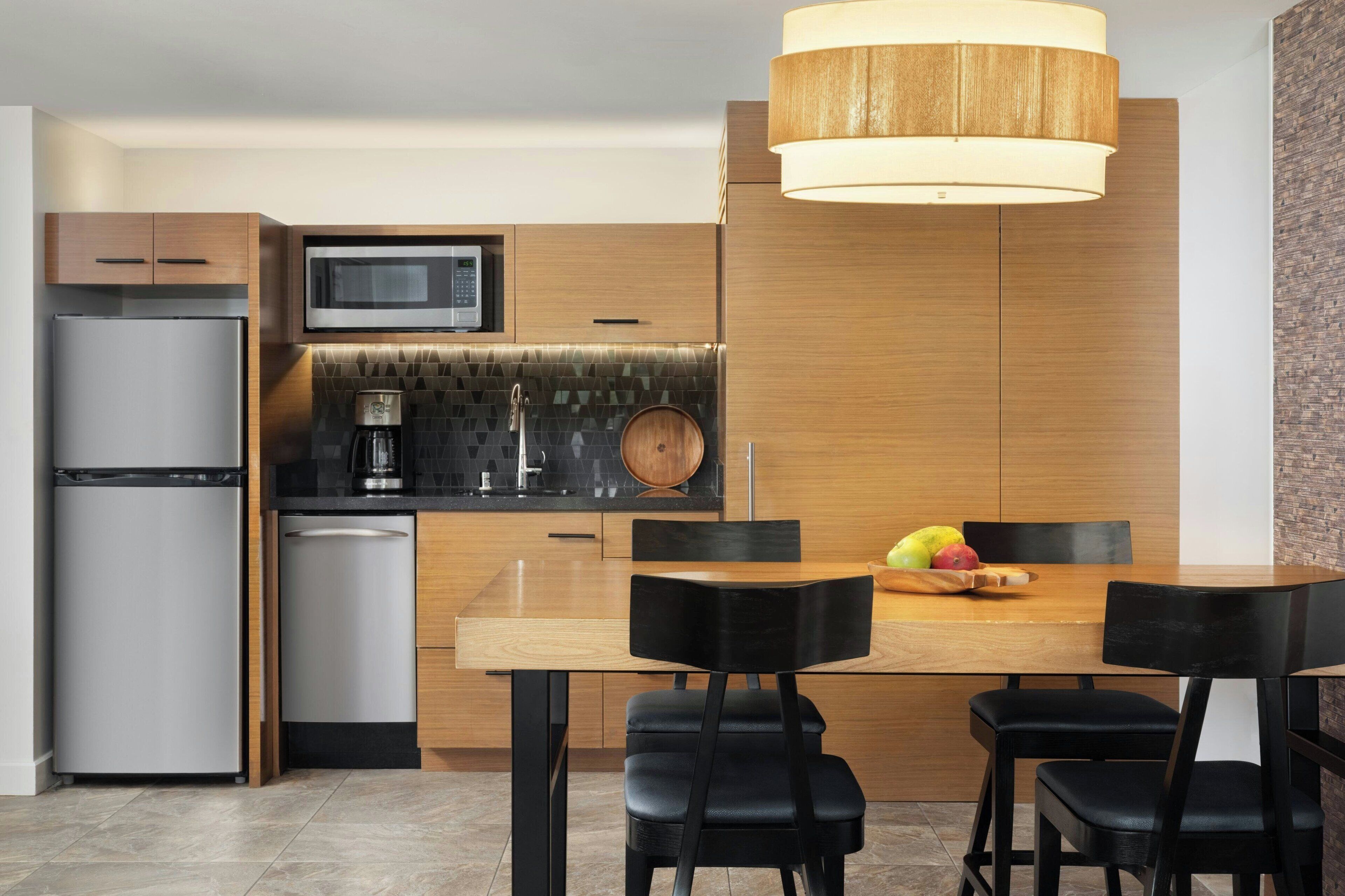 fridge, microwave, dishwasher, coffee/tea maker