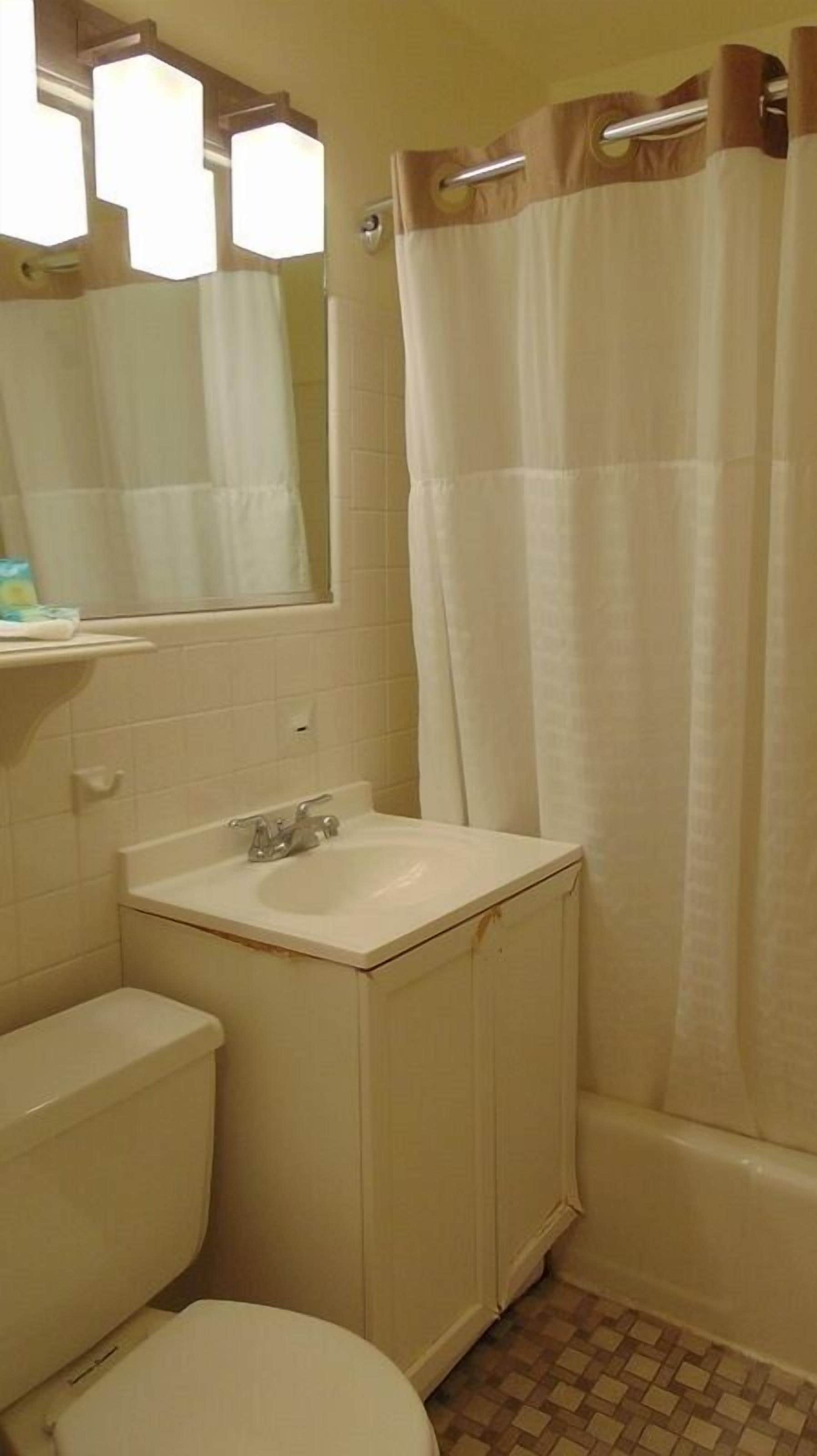 Une salle de bain avec des toilettes, un lavabo et une baignoire.