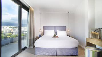 Attic Suite, Acropolis View | Egyptian cotton sheets, premium bedding, pillow-top beds, in-room safe