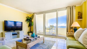 Condo, 1 Bedroom, Oceanfront | Living room | DVD player - Perdido Sun by Luxury Gulf Rentals (Pensacola)