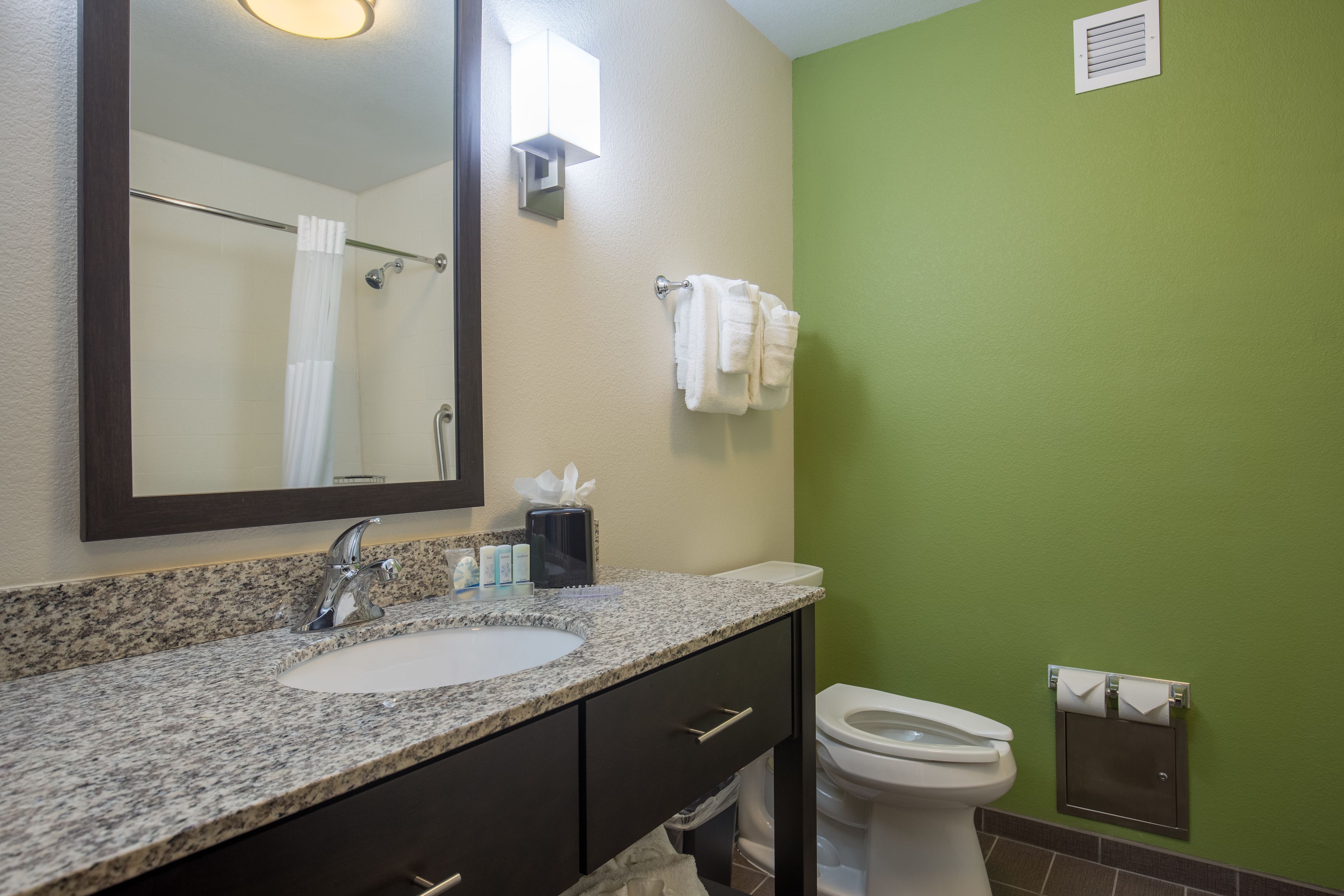 standard room, 2 queen beds, non smoking | bathroom | hair dryer, towels