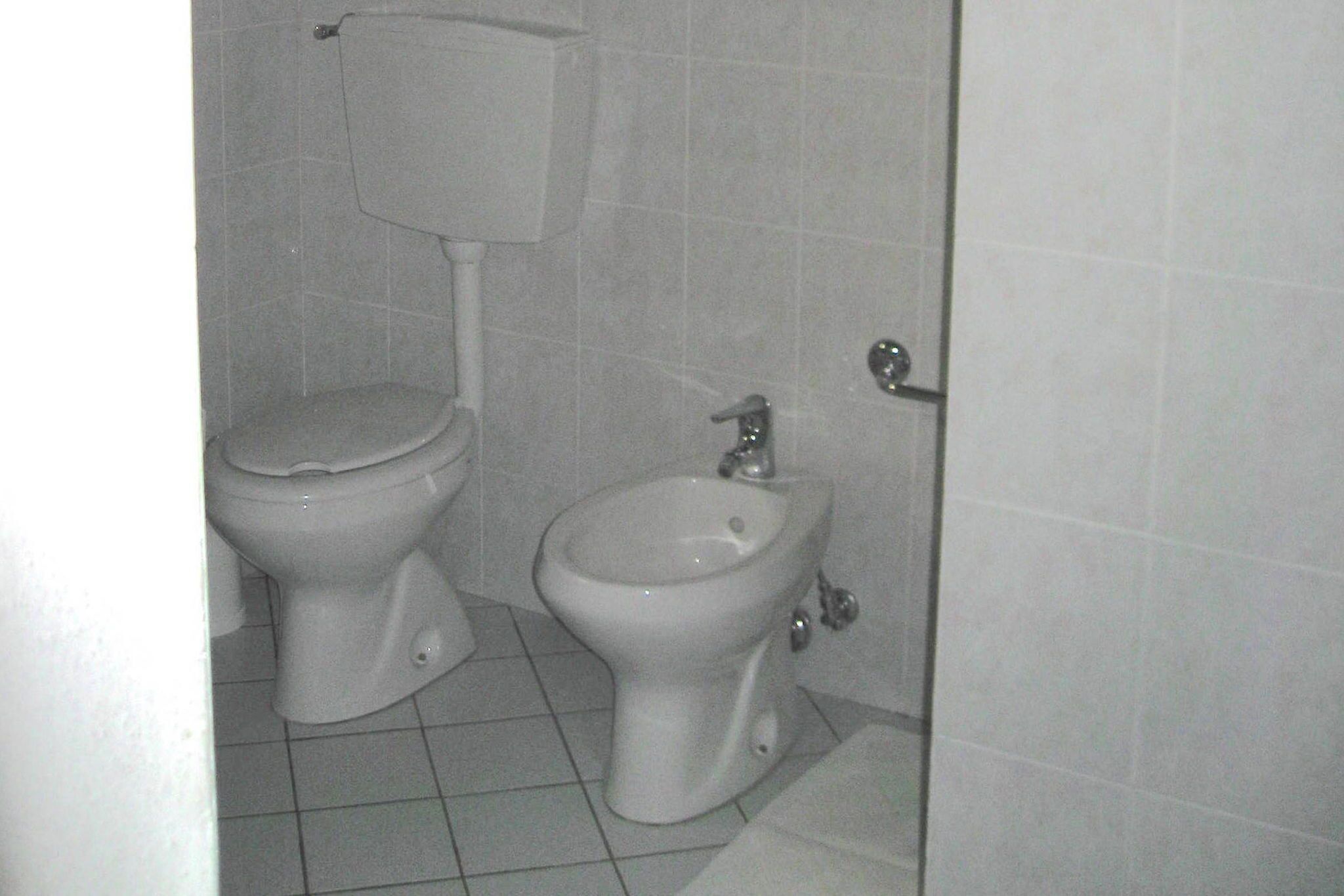 A bathroom with a toilet and a bidet.
