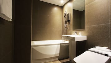 Free toiletries, hair dryer, bidet, towels