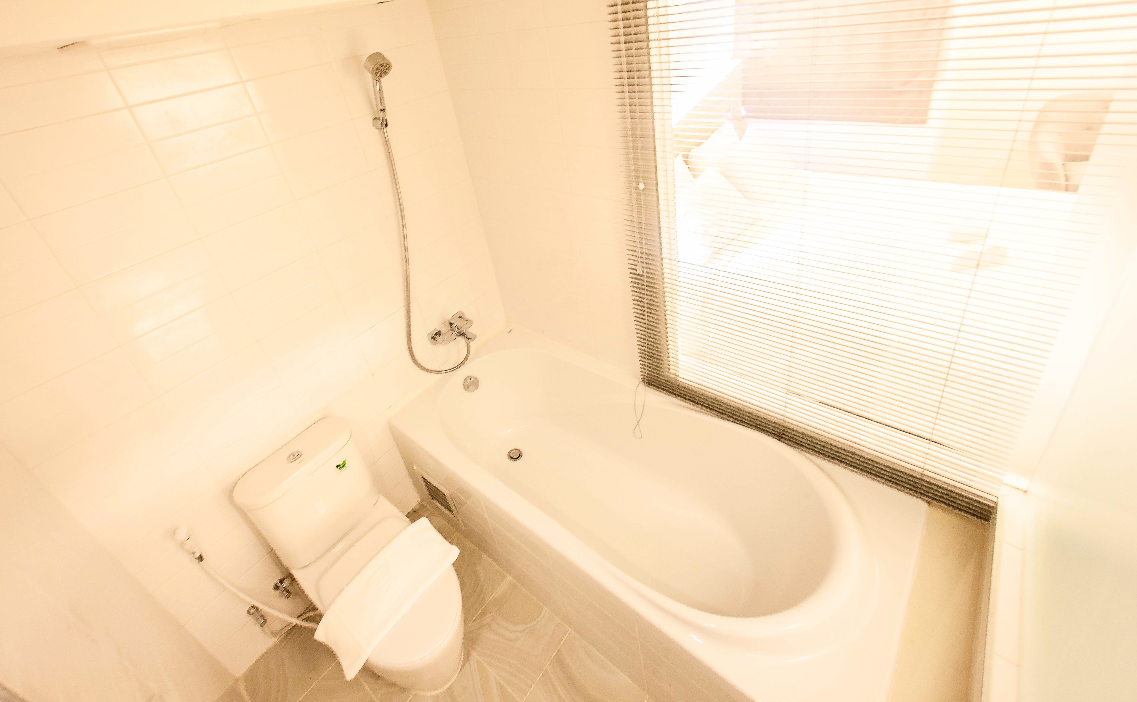 deluxe double room | bathroom | shower, free toiletries, hair dryer, bathrobes