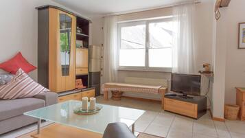 TV, DVD player, foosball, table tennis