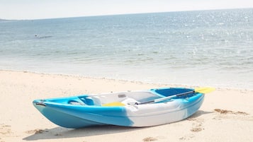 Relax on the beach with this leisure boat, perfect for paddling and taking in the serene surroundings.